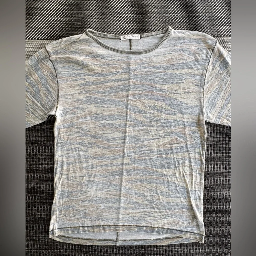 Free People/We The Free Arielle Long Sleeve Top-Camo Tiger Combo